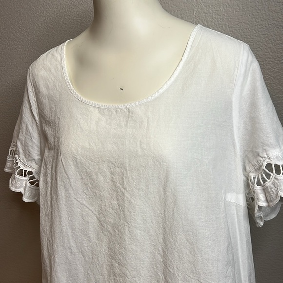 Lane Bryant White Eyelet Hem Blouse | Size 14/16 | 100% Cotton - Picture 2 of 7